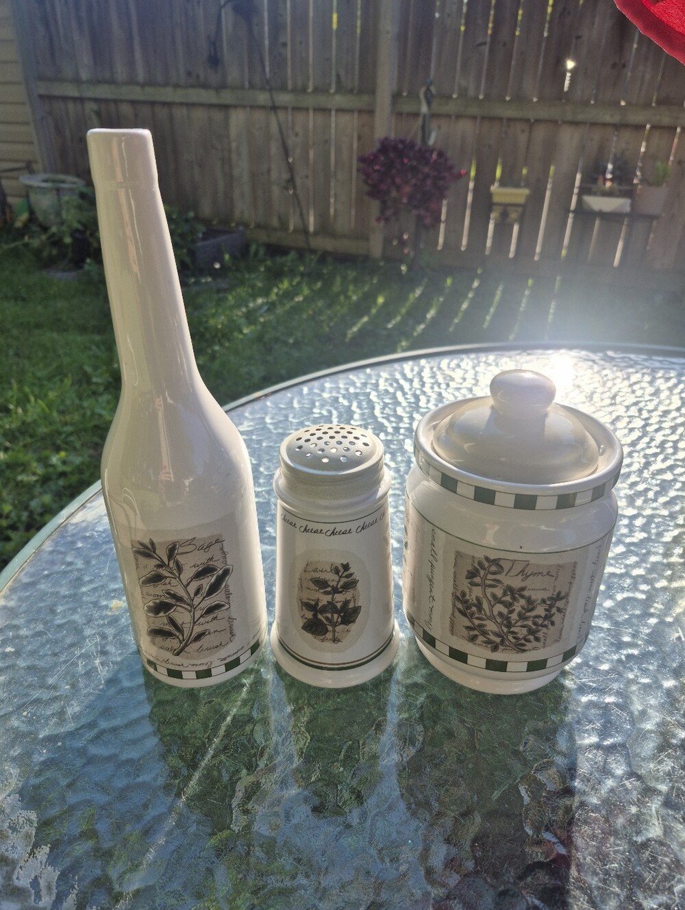 Hymark Savoury Tyme Lot-Oil Bottle, Cheese Shaker & Canister